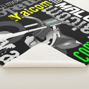 Dirt Bike Motorcycle Name Typography Custom Colour Sherpa Blanket