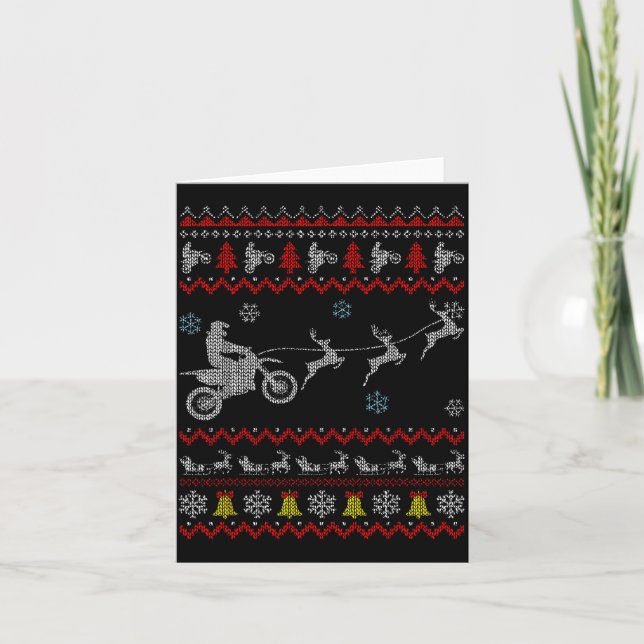 Dirt Bike Motorcycle Pajama Ugly Christmas Biker  Card (Front)