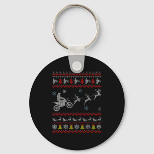Dirt Bike Motorcycle Pajama Ugly Christmas Biker Key Ring