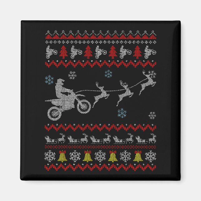 Dirt Bike Motorcycle Pajama Ugly Christmas Biker  Magnet (Front)