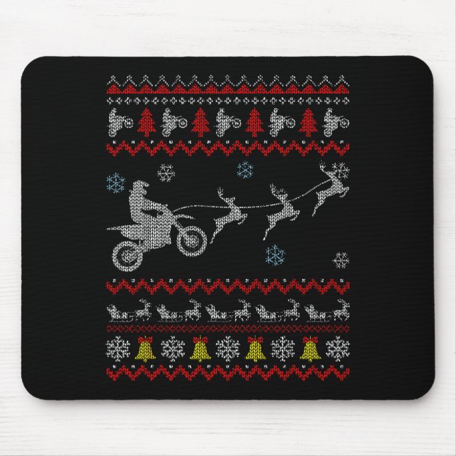 Dirt Bike Motorcycle Pajama Ugly Christmas Biker  Mouse Mat (Front)