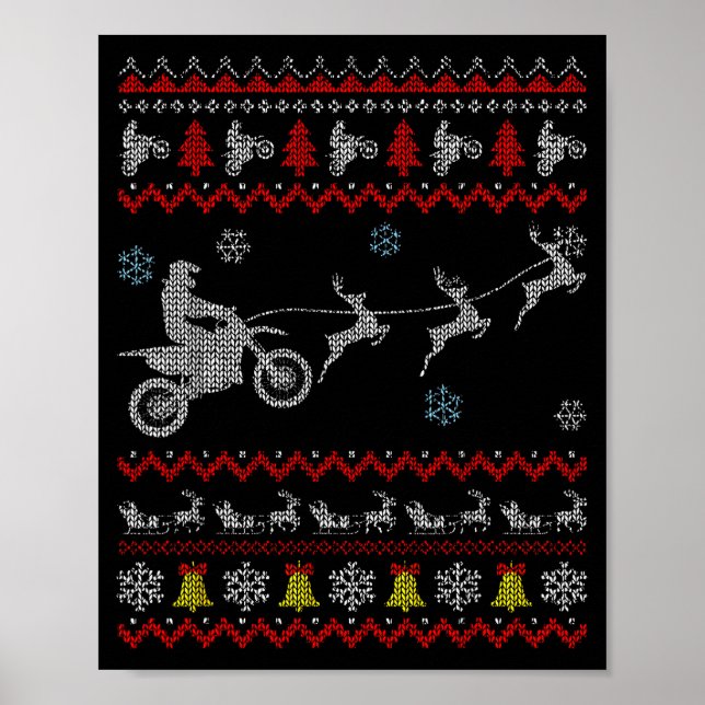 Dirt Bike Motorcycle Pajama Ugly Christmas Biker  Poster (Front)