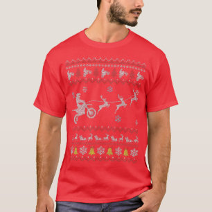 Dirt Bike Motorcycle Pajama Ugly Christmas Biker  T-Shirt