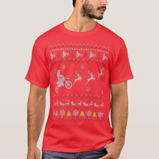 Dirt Bike Motorcycle Pajama Ugly Christmas Biker  T-Shirt