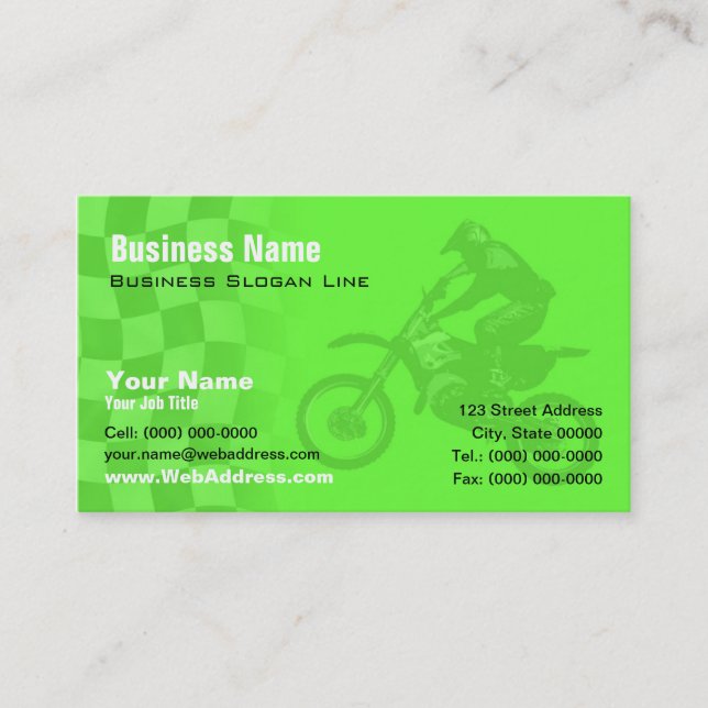 Dirt Bike, Motorcycle Racing, MX Team Contact Business Card (Front)