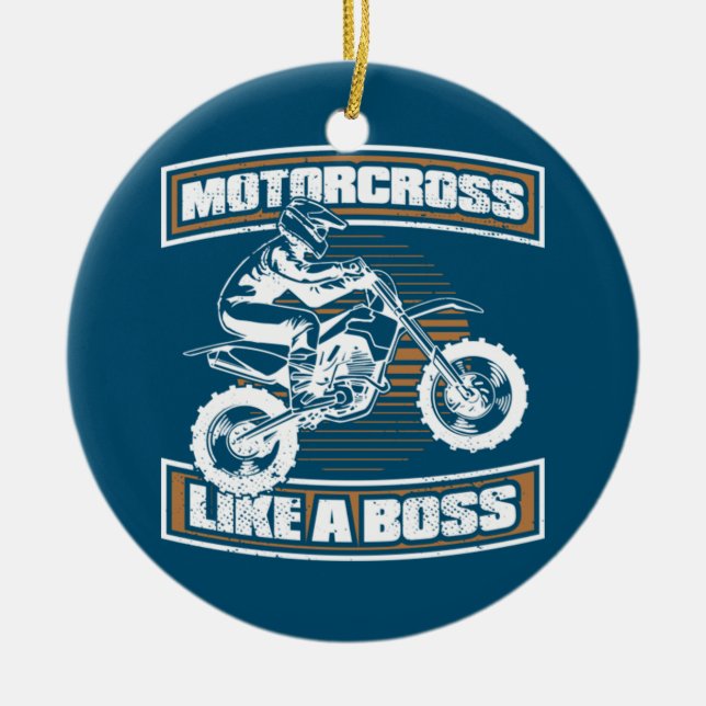 Dirt Bike MX Motocross Supercross Ceramic Tree Decoration (Front)