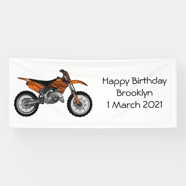 Dirt bike off-road motorcycle / motocross cartoon banner (Horizontal)