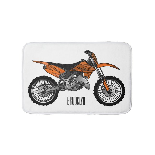 Dirt bike off-road motorcycle / motocross cartoon bath mat (Front)