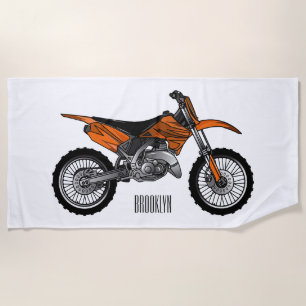Dirt bike off-road motorcycle / motocross cartoon beach towel