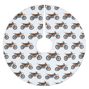Dirt bike off-road motorcycle / motocross cartoon brushed polyester tree skirt