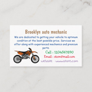 Dirt bike off-road motorcycle / motocross cartoon business card