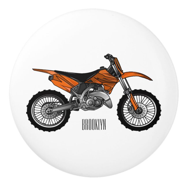 Dirt bike off-road motorcycle / motocross cartoon ceramic knob (Front)