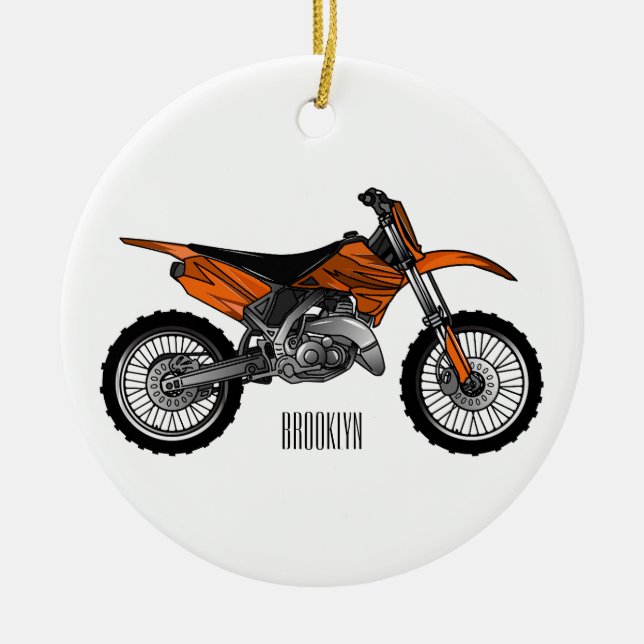 Dirt bike off-road motorcycle / motocross cartoon ceramic tree decoration (Front)