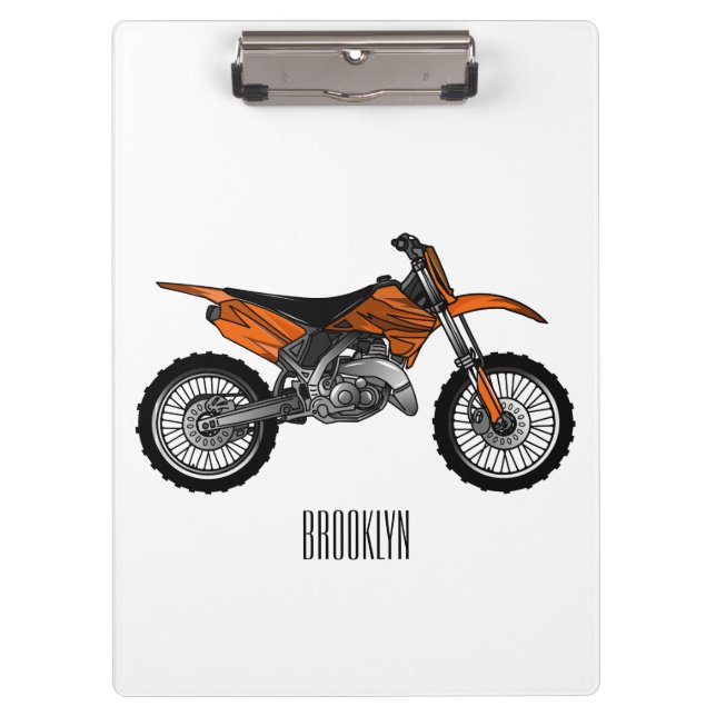 Dirt bike off-road motorcycle / motocross cartoon clipboard (Front)