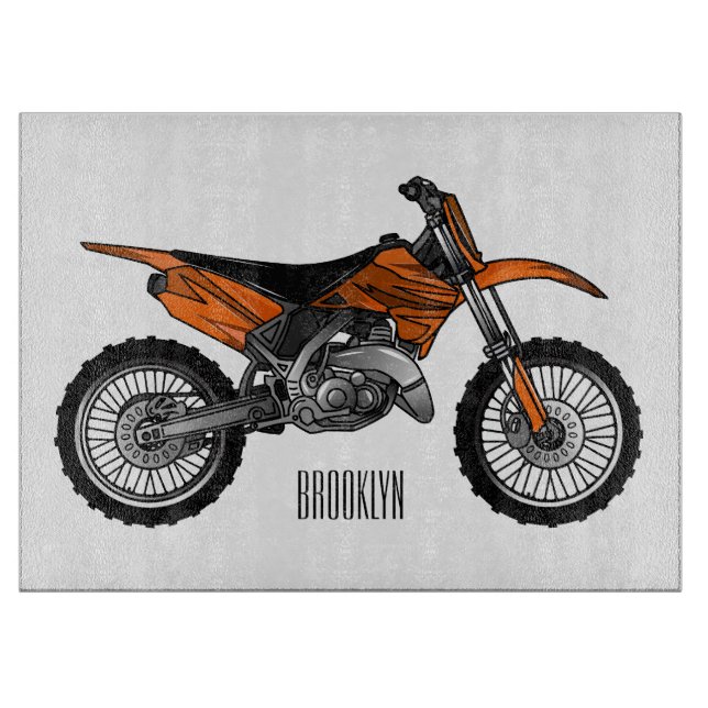 Dirt bike off-road motorcycle / motocross cartoon cutting board (Front)