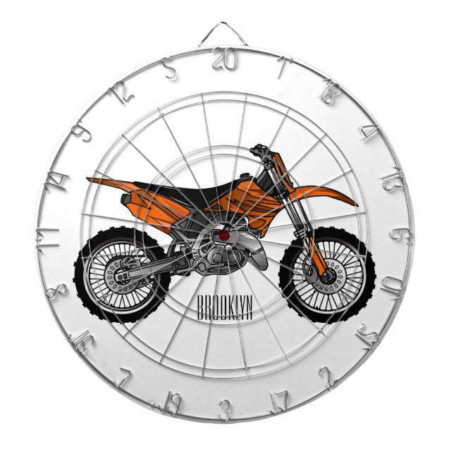 Dirt bike off-road motorcycle / motocross cartoon dartboard (Front)