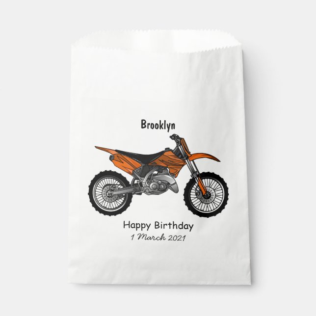 Dirt bike off-road motorcycle / motocross cartoon favour bags (Front)