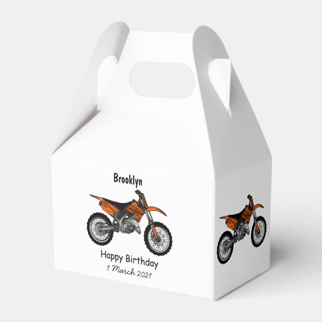 Dirt bike off-road motorcycle / motocross cartoon favour box (Front Side)