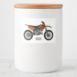 Dirt bike off-road motorcycle / motocross cartoon food label
