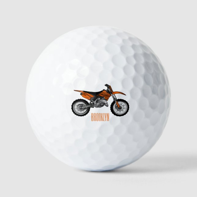 Dirt bike off-road motorcycle / motocross cartoon golf balls (Front)