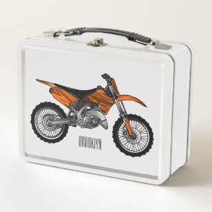 Dirt bike off-road motorcycle / motocross cartoon metal lunch box