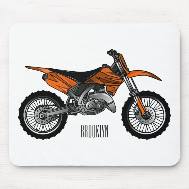 Dirt bike off-road motorcycle / motocross cartoon mouse mat (Front)