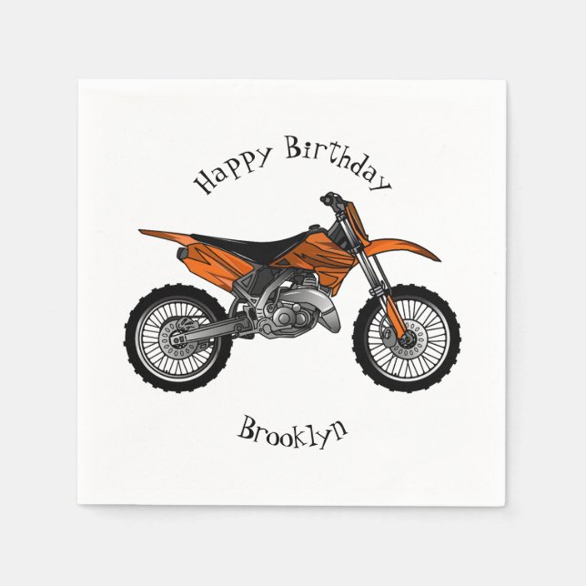 Dirt bike off-road motorcycle / motocross cartoon napkin (Front)