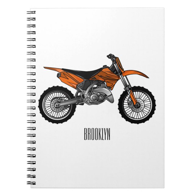 Dirt bike off-road motorcycle / motocross cartoon notebook (Front)