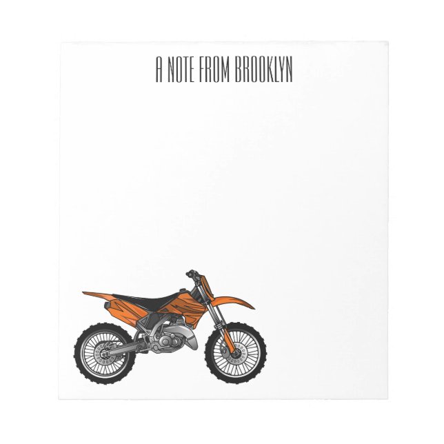 Dirt bike off-road motorcycle / motocross cartoon notepad (Front)