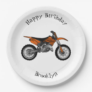 Dirt bike off-road motorcycle / motocross cartoon paper plate