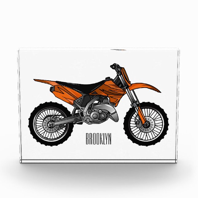 Dirt bike off-road motorcycle / motocross cartoon photo block (Front)