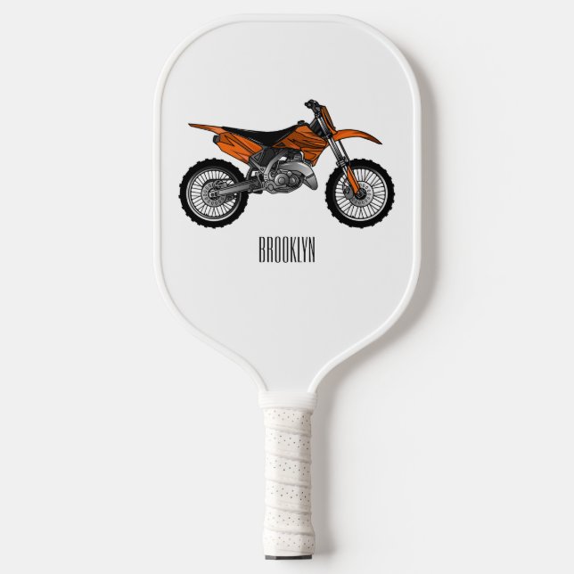 Dirt bike off-road motorcycle / motocross cartoon pickleball paddle (Front)