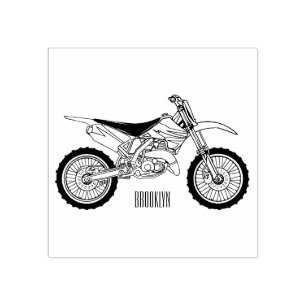 Dirt bike off-road motorcycle / motocross cartoon rubber stamp