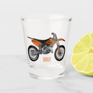 Dirt bike off-road motorcycle / motocross cartoon  shot glass