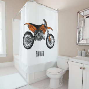 Dirt bike off-road motorcycle / motocross cartoon  shower curtain