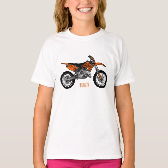 Dirt bike off-road motorcycle / motocross cartoon T-Shirt (Front)