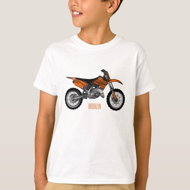 Dirt bike off-road motorcycle / motocross cartoon T-Shirt (Front)