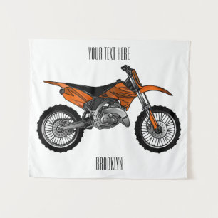 Dirt bike off-road motorcycle / motocross cartoon tapestry