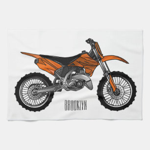 Dirt bike off-road motorcycle / motocross cartoon  tea towel