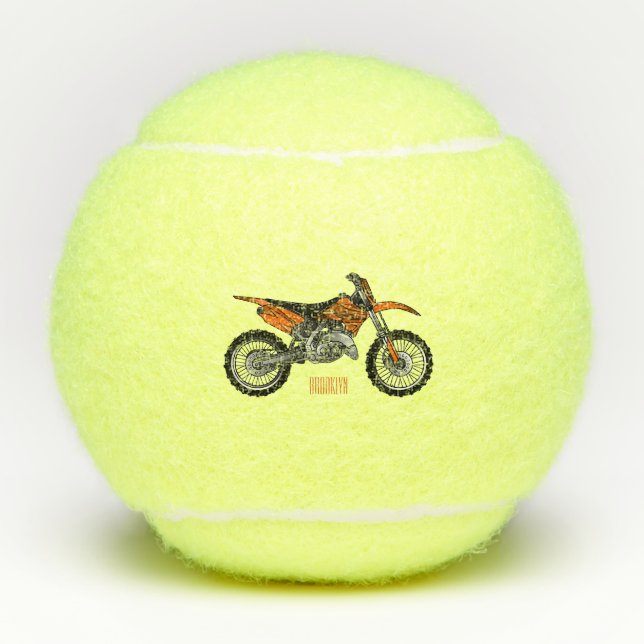Dirt bike off-road motorcycle / motocross cartoon tennis balls (Front)