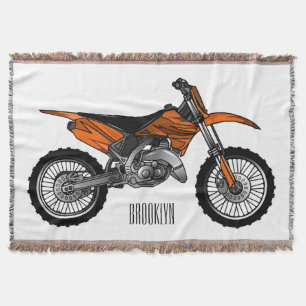 Dirt bike off-road motorcycle / motocross cartoon throw blanket
