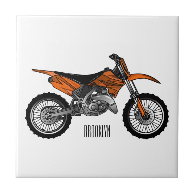 Dirt bike off-road motorcycle / motocross cartoon tile (Front)