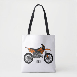 Dirt bike off-road motorcycle / motocross cartoon tote bag