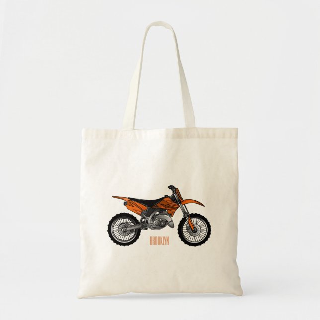 Dirt bike off-road motorcycle / motocross cartoon  tote bag (Front)