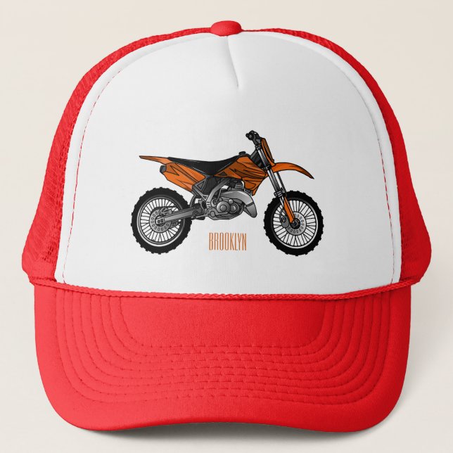 Dirt bike off-road motorcycle / motocross cartoon trucker hat (Front)