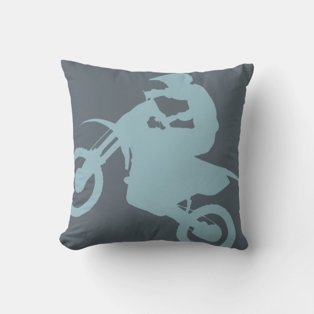 DIRT BIKE ( pale blue ) CROPPED Cushion (Front)