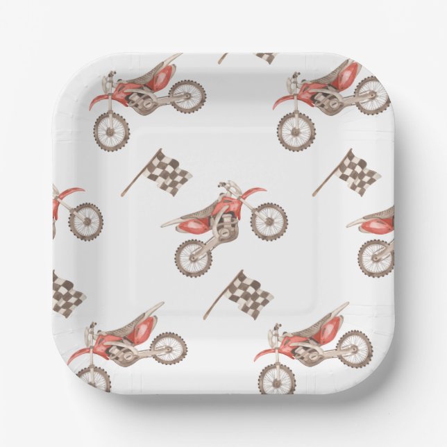 Dirt Bike Party Paper Plates | Bike Paper Plates (Front)
