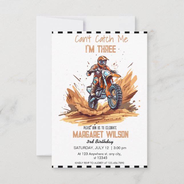 Dirt Bike Party theme Birthday kids  Invitation (Front)