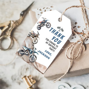 Dirt Bike Race Birthday Thank You Gift Tags