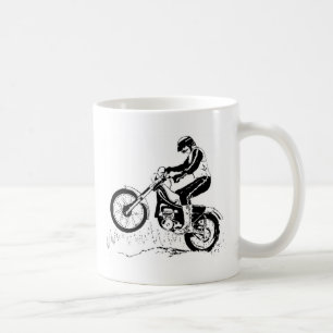Dirt Bike Racing Motorcycle Bike Rider Black White Coffee Mug